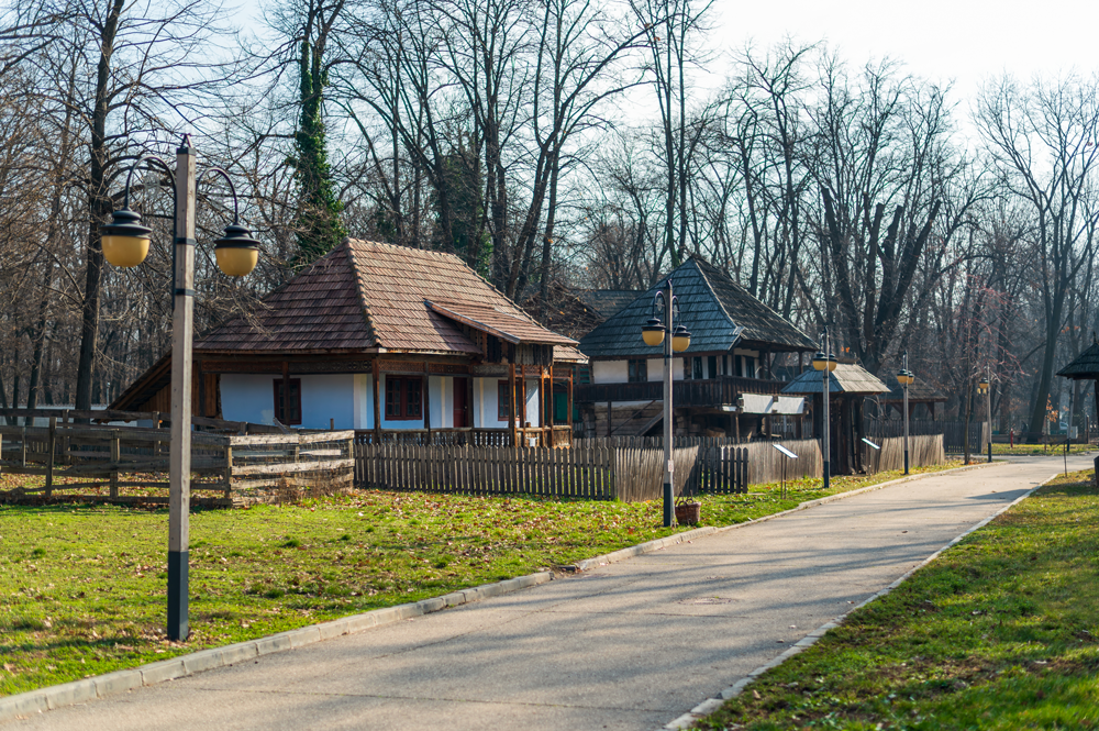 old residential buildings village museum bucharest romania