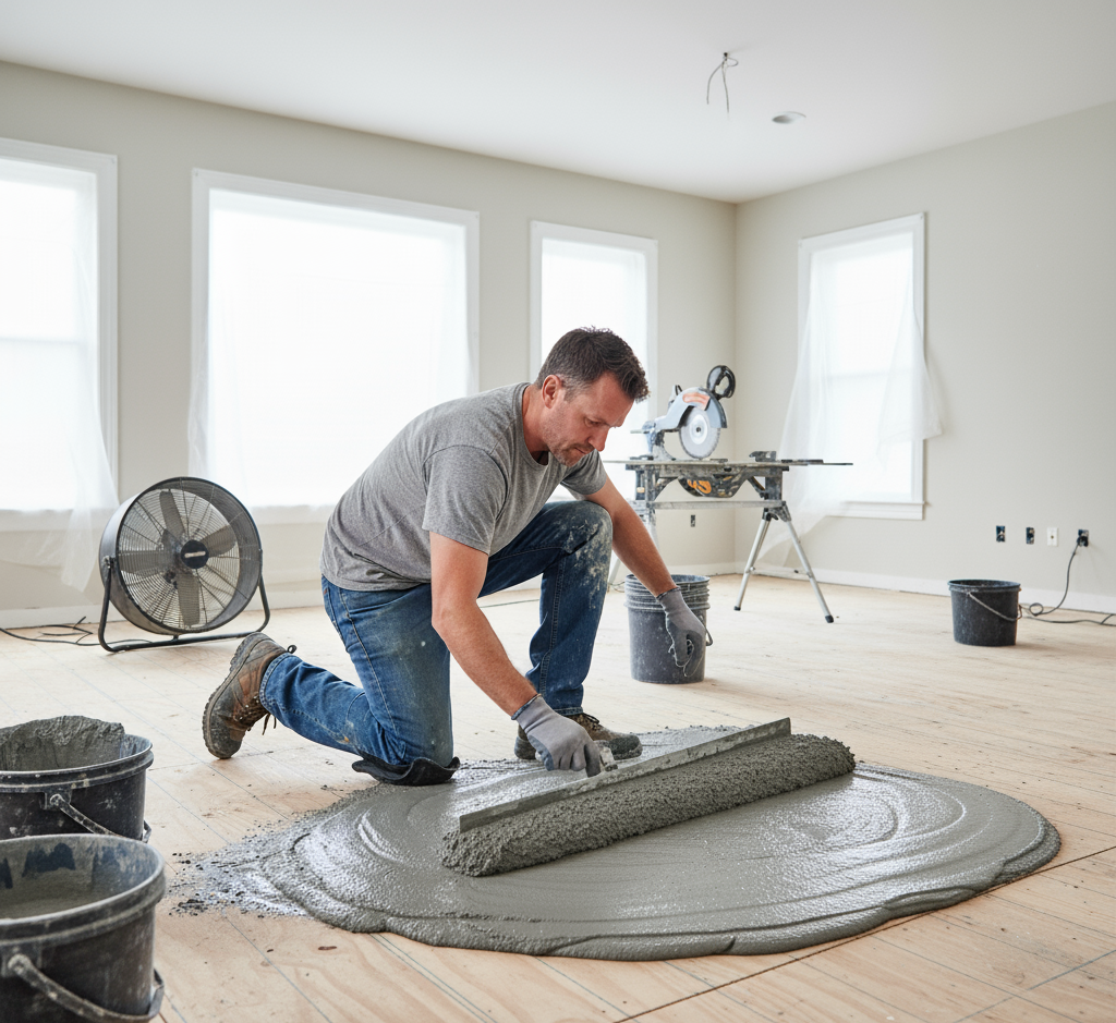 Outer Banks flooring contractor ensuring proper subfloor prep for hardwood, tile, or luxury vinyl flooring