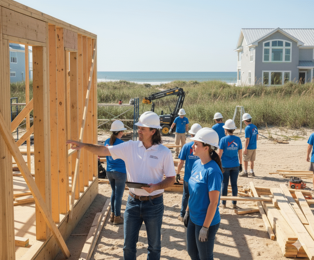Licensed Outer Banks Home Builder managing custom home construction project in Hatteras, NC