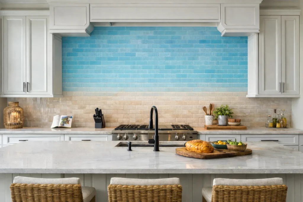 Custom kitchen backsplash installation in Duck, NC