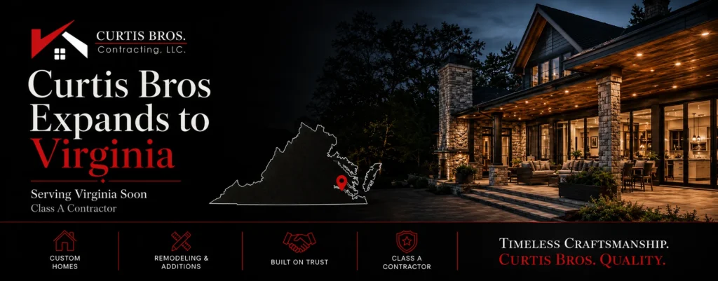 Curtis Bros Contracting graphic announcing future Virginia service.