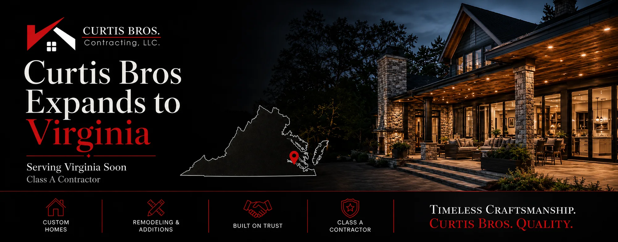 Curtis Bros Contracting graphic announcing future Virginia service.