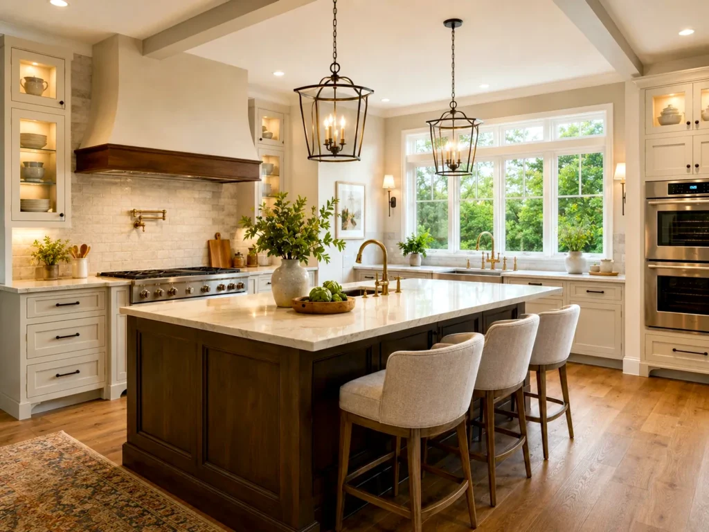 Luxury kitchen remodeling in Fords Colony Williamsburg VA with custom cabinets and large island